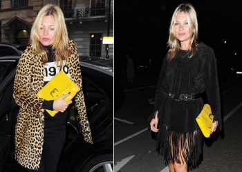 Kate Moss mang ví Longchamp Gloucester Croco nổi bật