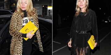 Kate Moss mang ví Longchamp Gloucester Croco nổi bật
