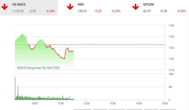 Phiên sáng 13-3: Nhiều cổ phiếu nhỏ nổi sóng, VN-Index vẫn trượt dốc