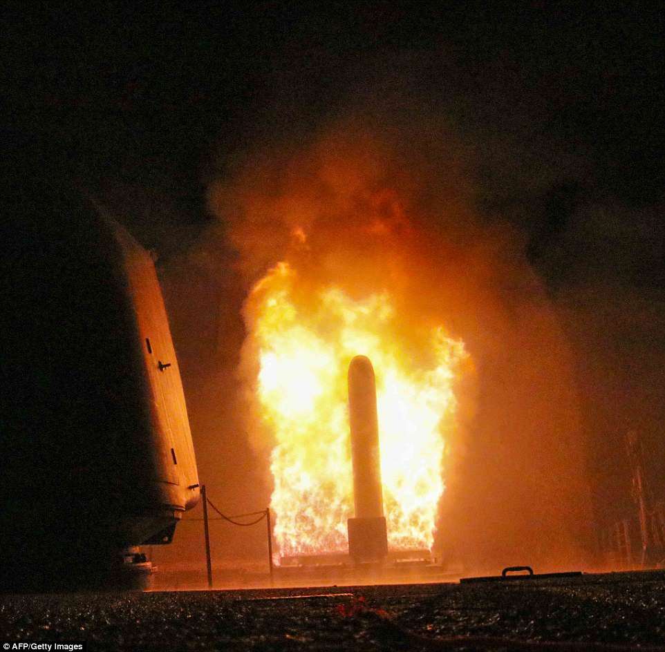 Một trong số 30 tên lửa Tomahawk nhắm vào các mục tiêu ở Syria. Ảnh: AFP