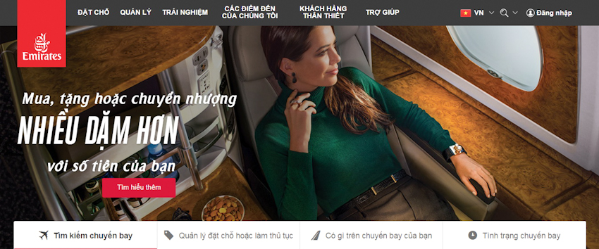 Emirates đã có website tiếng Việt và tiếp tục dành ưu đãi cho hành khách