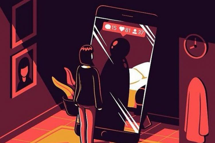 Biếm họa về thói quen dùng mạng xã hội của con người