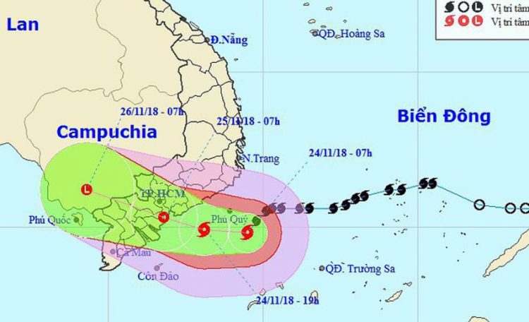 Vị trí và đường đi của bão