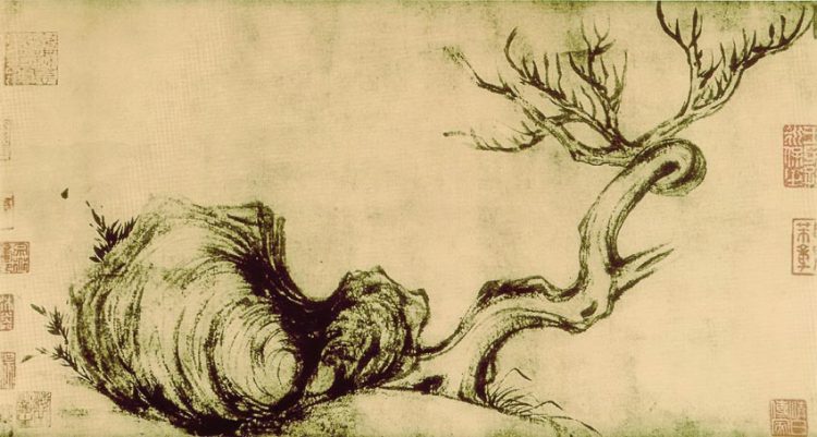 Cây khô và đá lạ - tranh mực nho trên giấy của Tô Đông Pha
