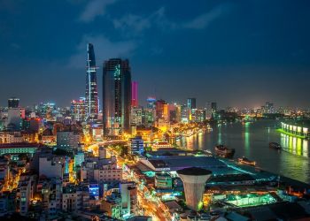 Saigon Aerial Night Skyline