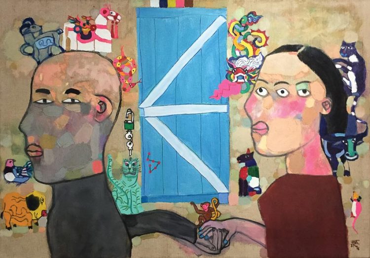 Cuộc đời và 12 cung hoàng đạo - tranh sơn dầu của Đặng Xuân Hòa