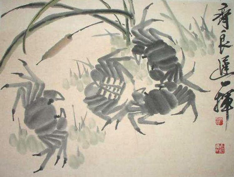 Cua. Mực Tàu trên giấy xuyến chỉ