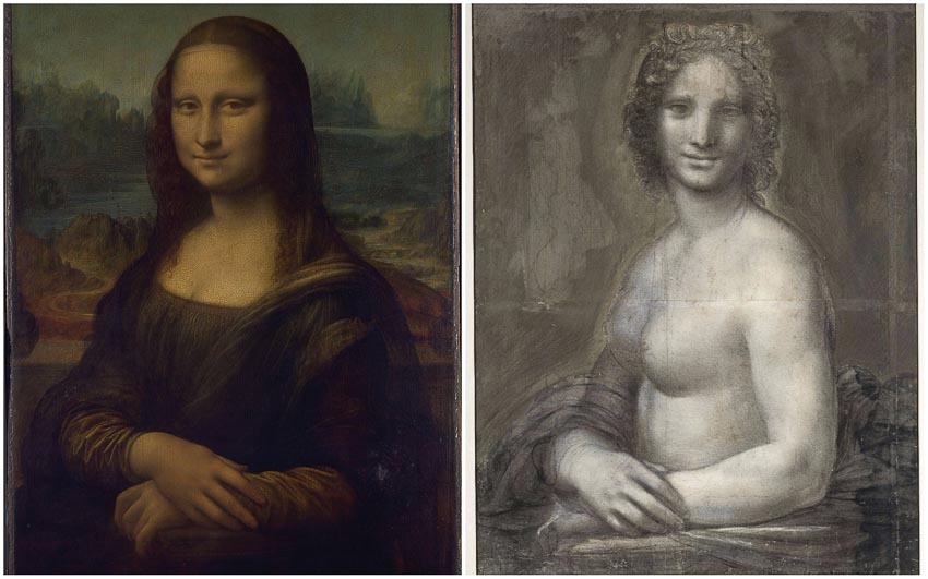 Mona Lisa và Mona Lisa khỏa thân (tại lâu đài Domaine de Chantilly)