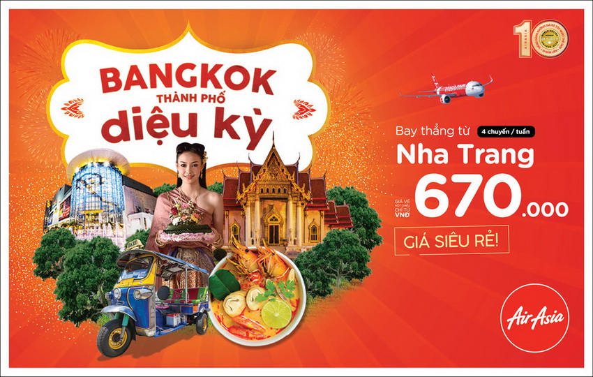 giá vé máy bay AirAsia Nha Trang đi Bangkok