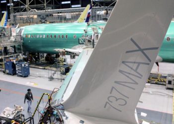 Một chiếc cánh của máy bay Boeing 737 MAX tại nhà máy Boeing ở Renton, Washington, Mỹ - Ảnh: REUTERS