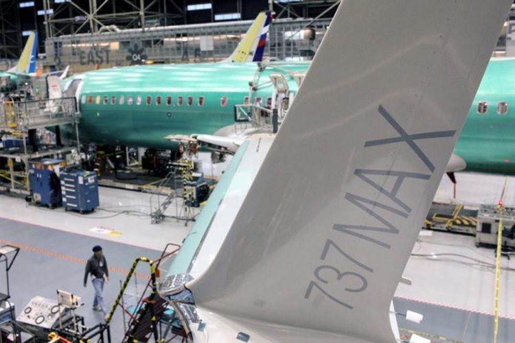 Một chiếc cánh của máy bay Boeing 737 MAX tại nhà máy Boeing ở Renton, Washington, Mỹ - Ảnh: REUTERS