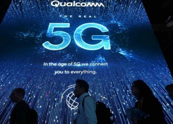 Triển lãm 5G tại gian hàng của Qualcomm ở Triển lãm điện tử tiêu dùng, Las Vegas, Nevada, Mỹ, ngày 10/1/2019. Ảnh: AFP