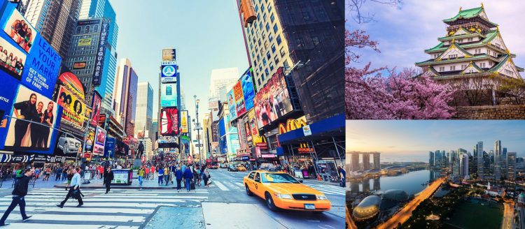 Duffy square in Time Square, New York City. Vintage tones.