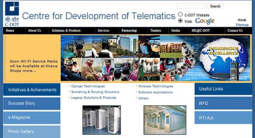 Trang web Trung tâm Phát triển công nghệ thông tin Ấn Độ (C-DOT)