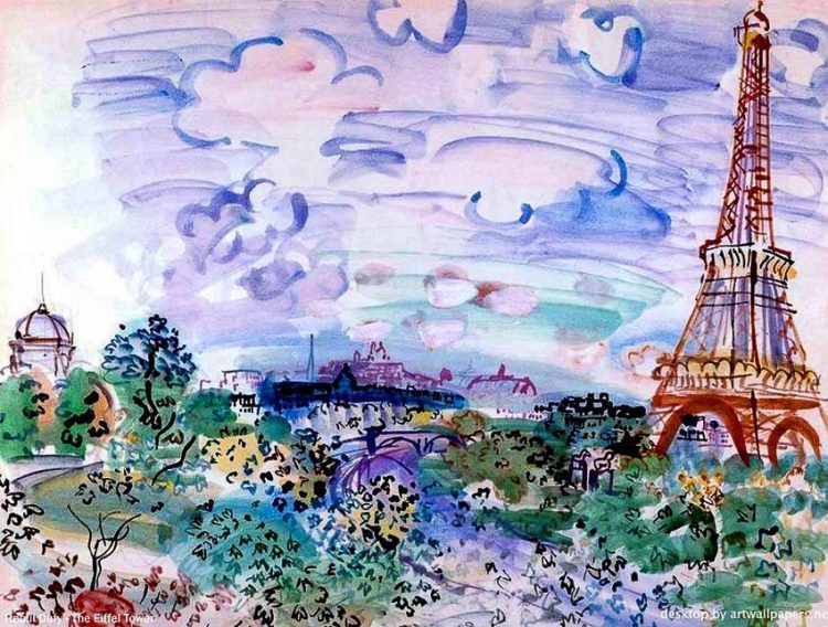 Tháp Eiffel. Tranh màu nước: Raoul Dufy