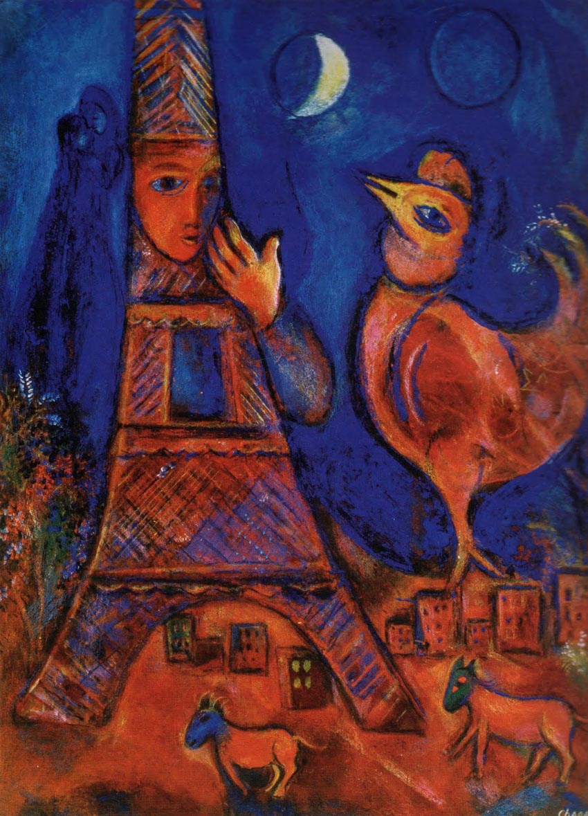 Tranh sơn dầu Bonjour Paris do Marc Chagall vẽ giai đoạn 1939-1942