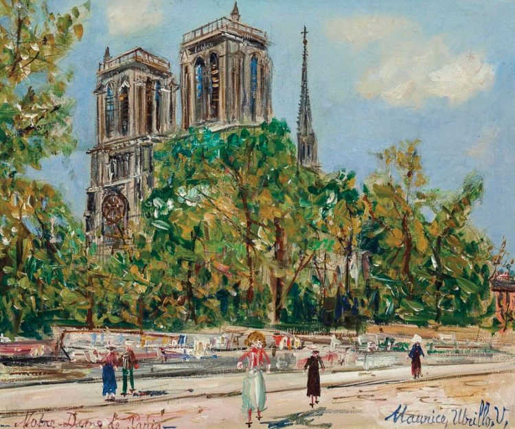 Quang cảnh Notre Dame de Paris - tranh của Utrillo