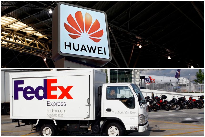 Mỹ cấm cửa Huawei, đáp lại, Trung Quốc đang nhắm vào FedEx. Ảnh: The Straits Times