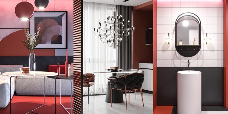 Thiết kế nội thất hiện đại với tông màu đỏ và xám theo phong cách Nhật Bản-40
