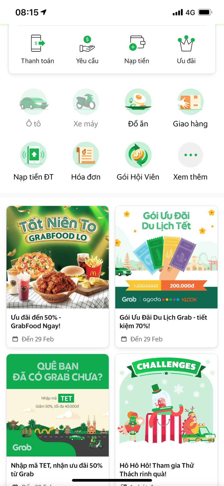 Gói ưu đãi Du lịch Grab