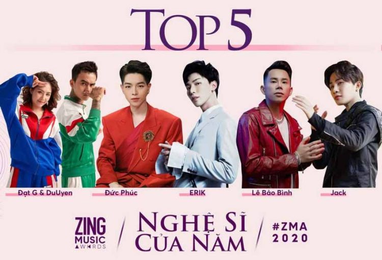 Jack thống trị danh sách đề cử Top 5 Zing Music Awards 2020