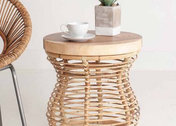 Chiếc bàn nhỏ kết hợp mây và gỗ - 1
