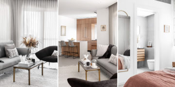 Chiêm ngưỡng căn hộ hiện đại ấm cúng với tông màu xám nhẹ và hồng pastel