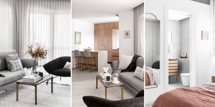 Chiêm ngưỡng căn hộ hiện đại ấm cúng với tông màu xám nhẹ và hồng pastel