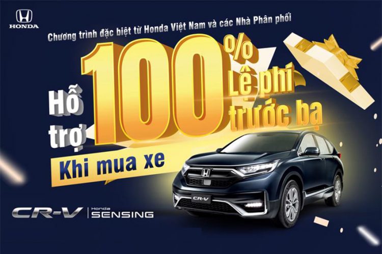 Hỗ trợ 100% lệ phí trước bạ cho khách hàng mua Honda CR-V trong tháng 7