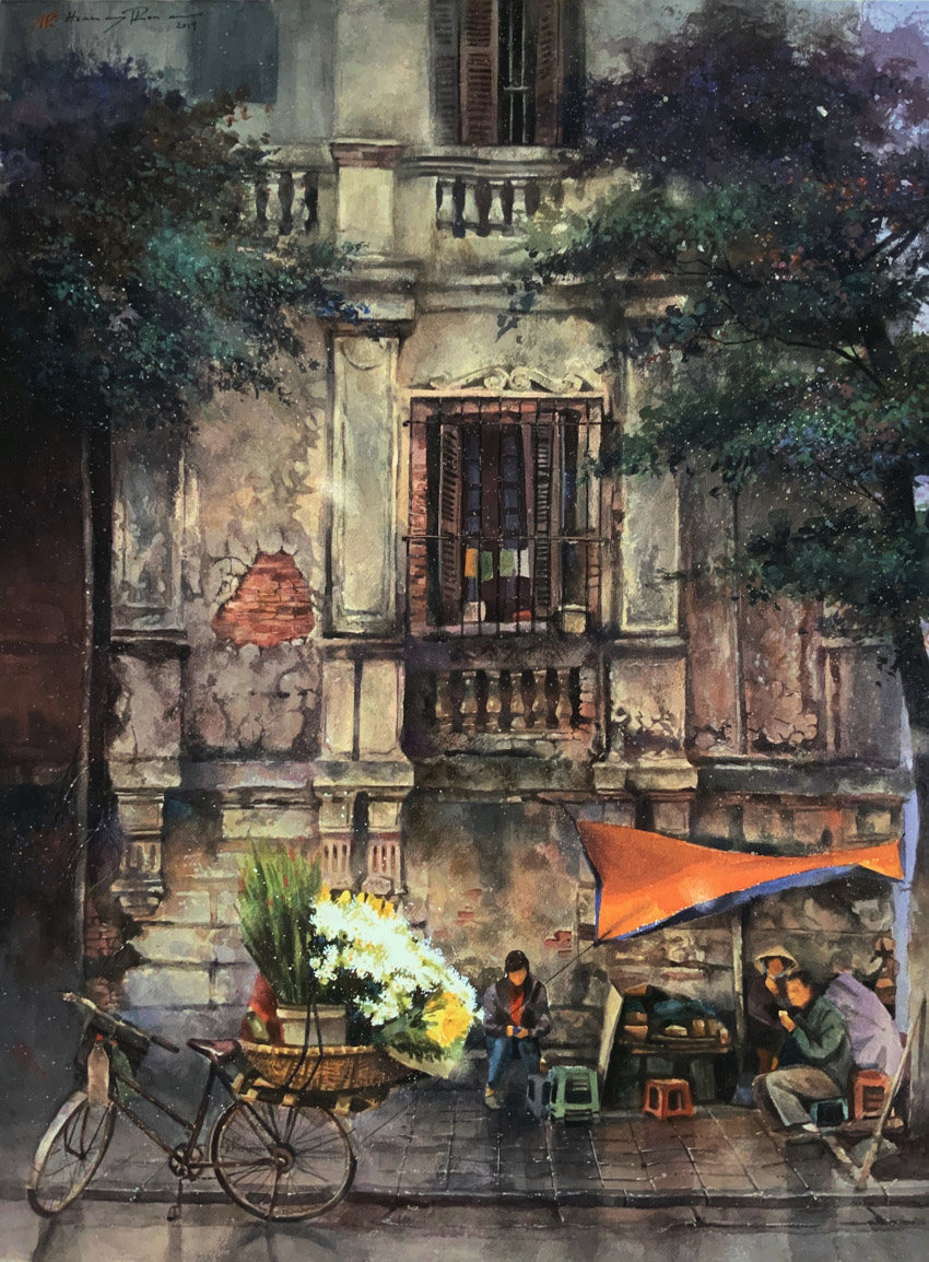 'Chút tình gửi phố' qua nét vẽ đầy cảm xúc về Hà Nội từ họa sĩ Sài Gòn Phong Hoàng