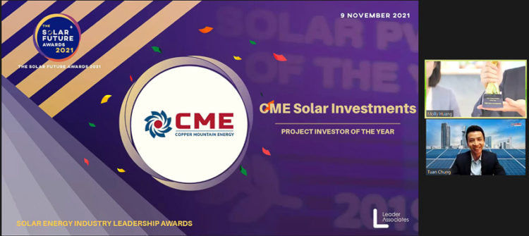 CME SOLAR giành giải thưởng quốc tế ‘Nhà đầu tư điện mặt trời xuất sắc’ năm 2021  khu vực Việt Nam