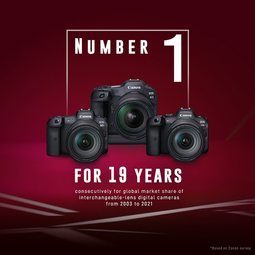 Canon kỷ niệm 19 năm liên tiếp giữ vị trí số 1 thị phần máy ảnh kĩ thuật số dùng ống kính chuyển đổi trên toàn cầu 2