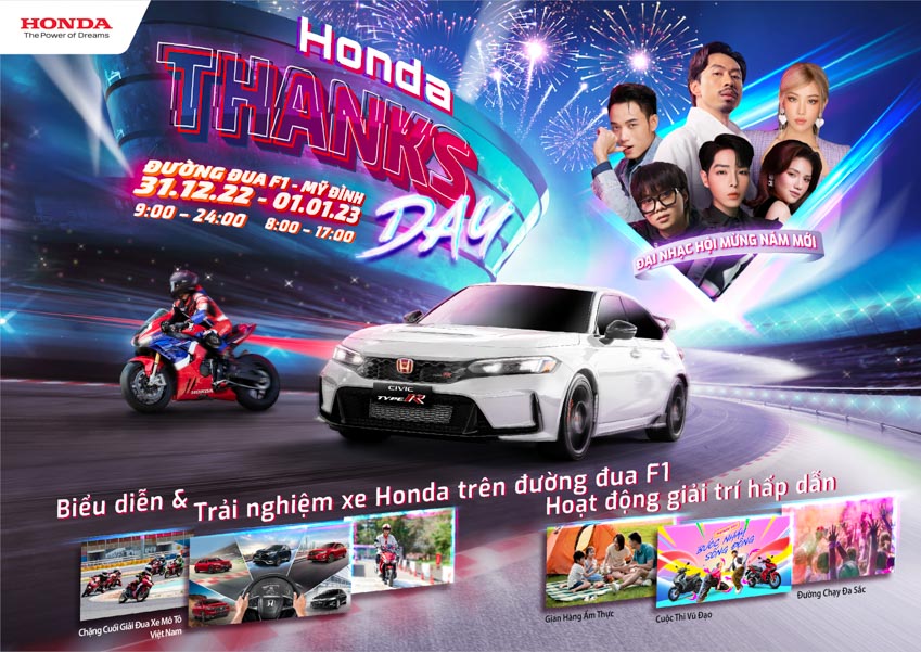 Đại nhạc hội mừng năm mới Honda Thanks Day cùng hàng loạt hoạt động biểu diễn xe đỉnh cao lần đầu tại đường đua F1 Mỹ Đình - 5