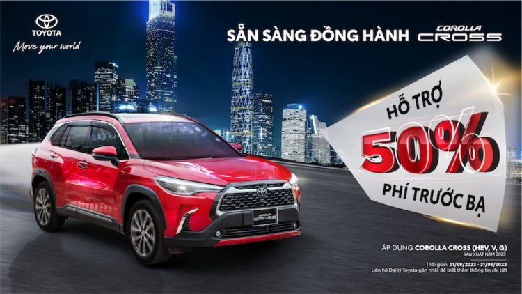Toyota tiếp tục chương trình khuyến mãi 50% lệ phí trước bạ cho xe Corolla Cross trong tháng 8/2023