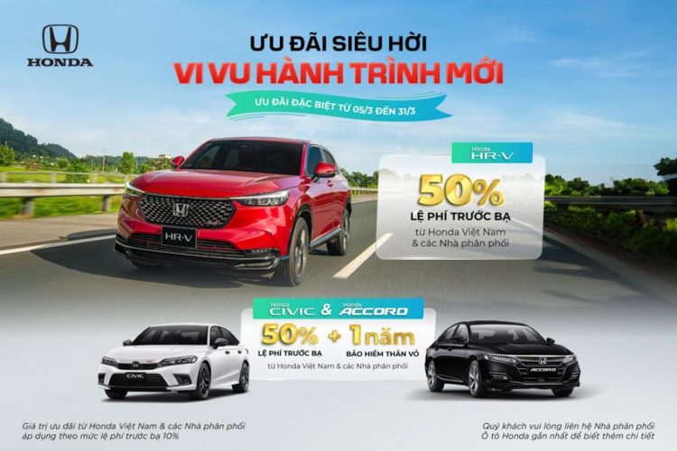 Chương trình khuyến mại của các dòng xe ô tô Honda trong tháng 3 năm 2024