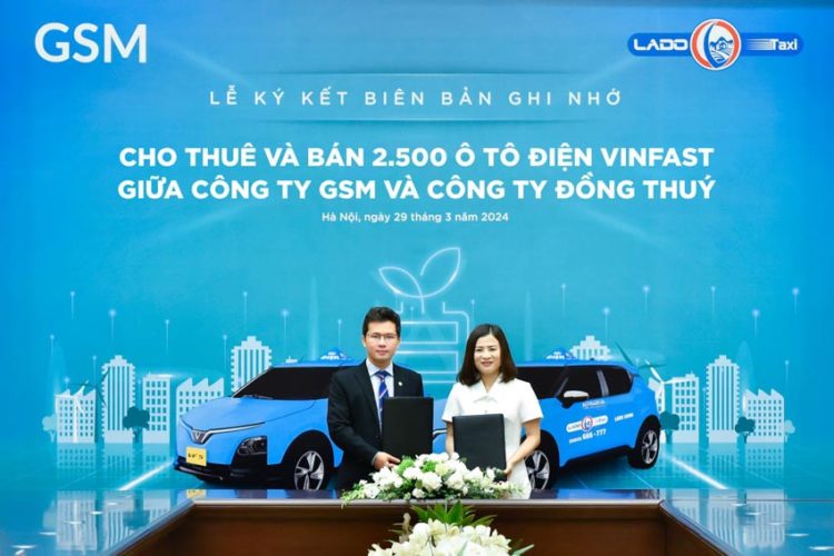 Lado Taxi ký thỏa thuận mua và thuê 2.500 ô tô điện Vinfast từ GSM