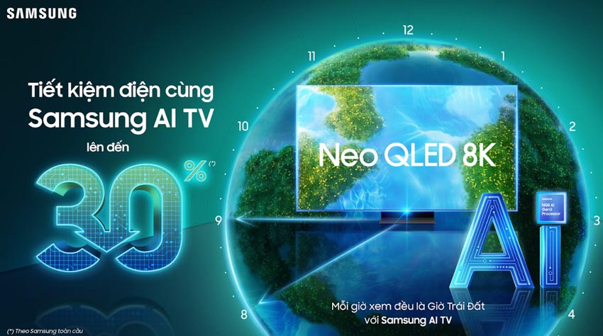 Samsung AI TV: Xem TV, tiết kiệm điện 30% với AI Energy