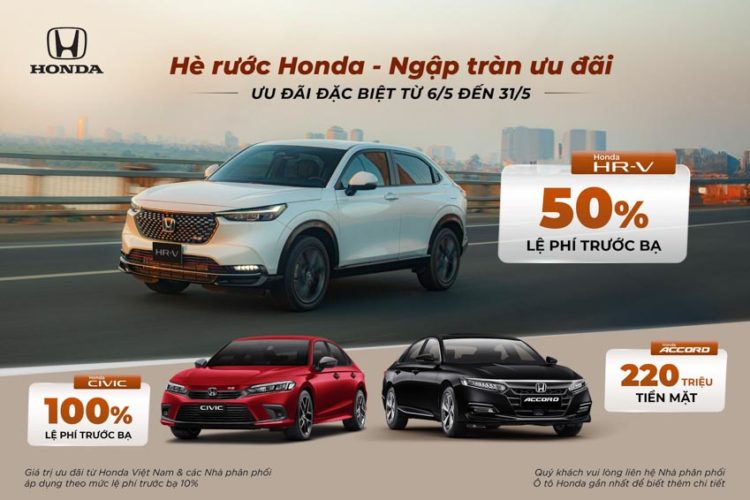 Chương trình khuyến mại tháng 5 năm 2024 cho các mẫu xe ô tô Honda