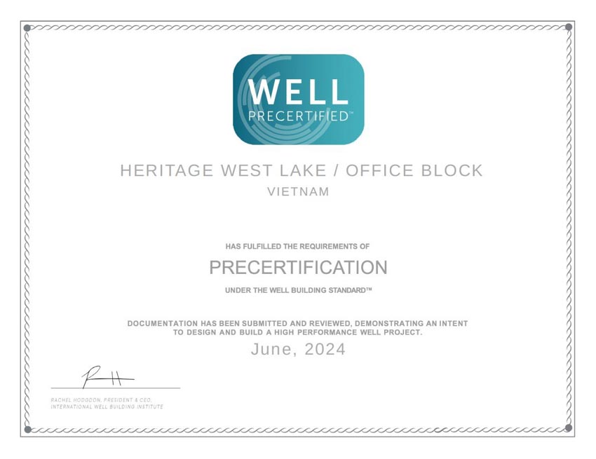 Office Tower @ Heritage West Lake đạt chứng chỉ văn phòng xanh WELL Precertification đầu tiên tại Hà Nội - 3