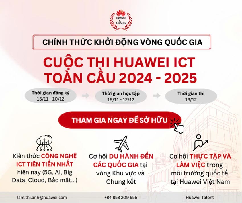 Sinh viên công nghệ đừng bỏ lỡ cuộc thi ICT Competition 2024-2025 từ Huawei!