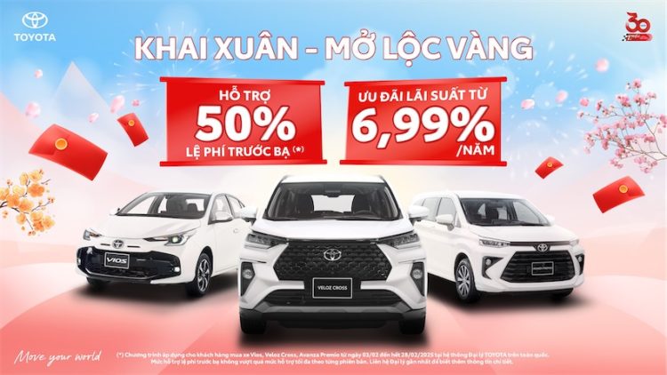 Toyota Việt Nam giảm 50% lệ phí trước bạ, lãi suất vay ưu đãi chỉ từ 6,99%/năm!