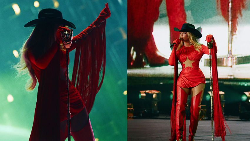 Beyoncé ngồi trên chiếc Cadillac bay giữa sân khấu Cowboy Carter Tour tại Houston
