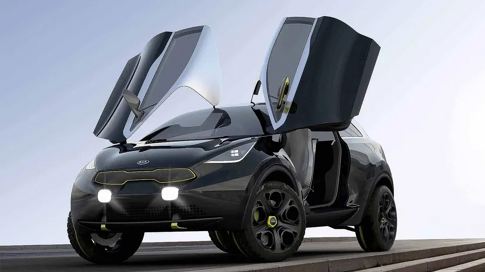 Một mẫu concept car với thiết kế táo bạo, ánh sáng tương lai và đường nét tinh xảo, chưa từng được sản xuất hàng loạt