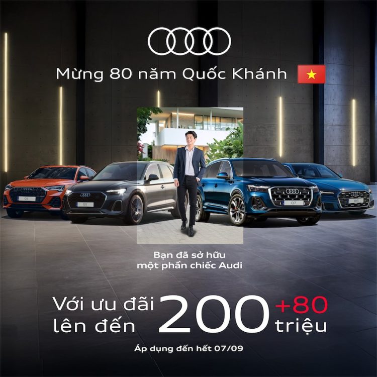 Audi Q6 e-tron và A5 trưng bày tại đại lý Audi Việt Nam dịp Quốc khánh 2/9.
