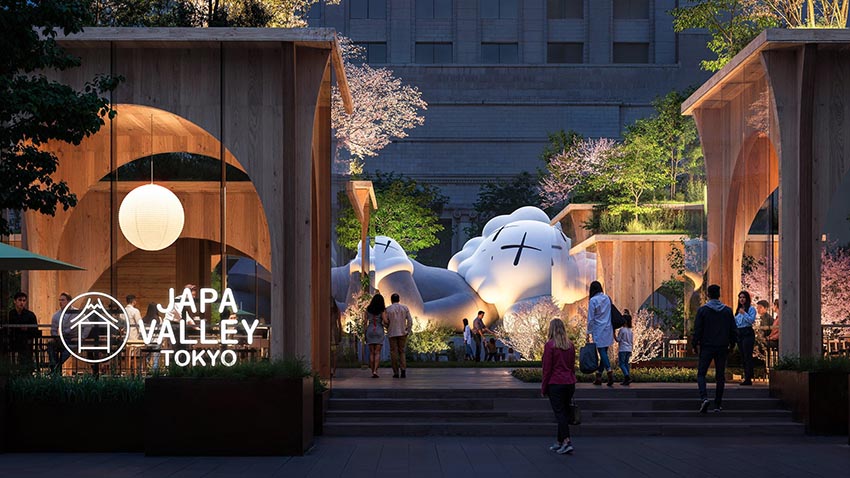 Không gian Japa Valley Tokyo với mái gỗ cong, tượng KAWS và khu vườn nghệ thuật giữa trung tâm Tokyo - 1