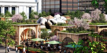 Không gian Japa Valley Tokyo với mái gỗ cong, tượng KAWS và khu vườn nghệ thuật giữa trung tâm Tokyo - 3