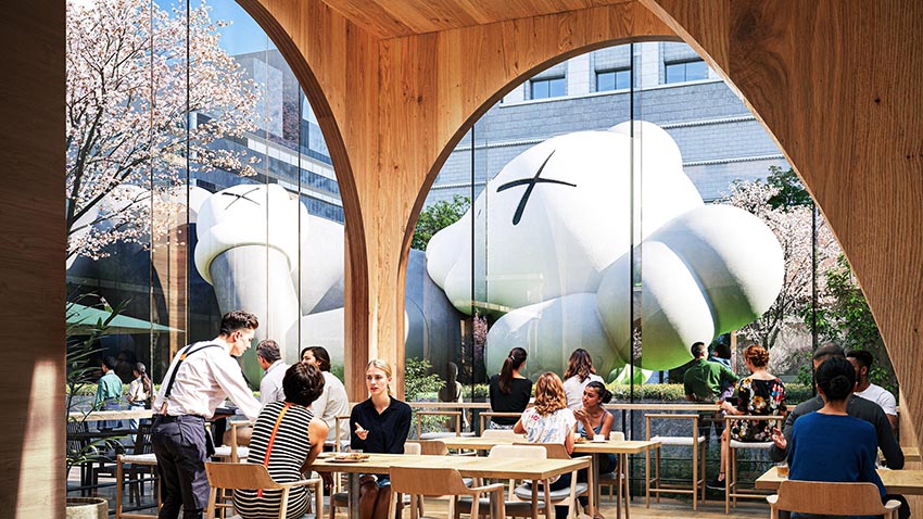 Không gian Japa Valley Tokyo với mái gỗ cong, tượng KAWS và khu vườn nghệ thuật giữa trung tâm Tokyo - 4