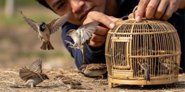 Khi cánh chim phóng sinh rơi xuống ngay cổng chùa