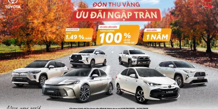 Toyota tăng tốc trước mùa mua sắm cuối năm: Doanh số 9/2025 bứt phá, ưu đãi 10/2025 phủ hầu hết dòng xe