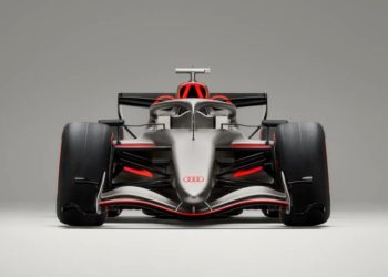Audi R26 concept với phối màu titan – carbon – đỏ Audi, thiết kế hướng F1. - 6